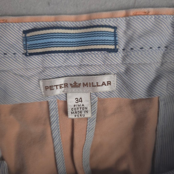 Peter Millar Mens Chino Shorts Peach Size 34 Flat Front Cuffed Casual Summer - Picture 6 of 9